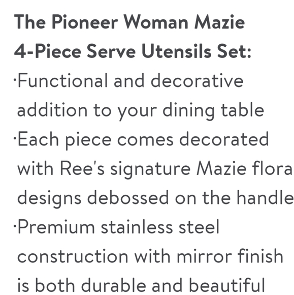 ❤️ New Pioneer Woman Mazie 4-Piece Serve Utensils Set - Picture 4 of 6